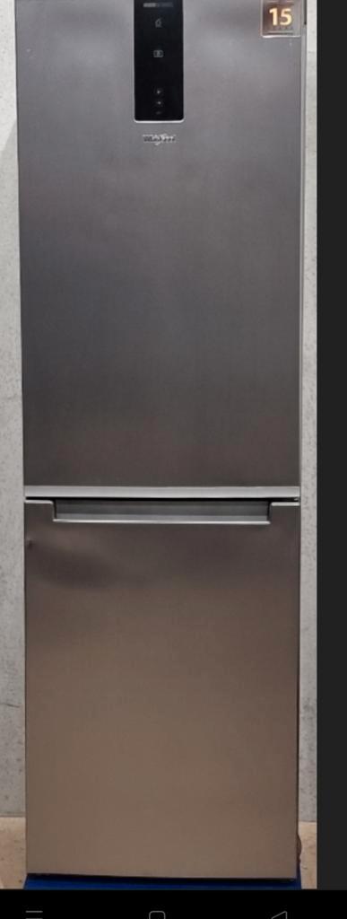 RVS Whirlpool Koel/Vriescombinatie, zgan, Witgoed en Apparatuur, Koelkasten en IJskasten, Zo goed als nieuw, Met vriesvak, 150 tot 200 liter
