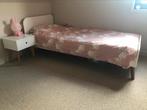 Bed en nachtkastje, Huis en Inrichting, Ophalen, 90 cm, Eenpersoons, Wit