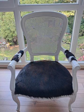 Barok stoel opnieuw bekleed met koeienvacht. beschikbaar voor biedingen