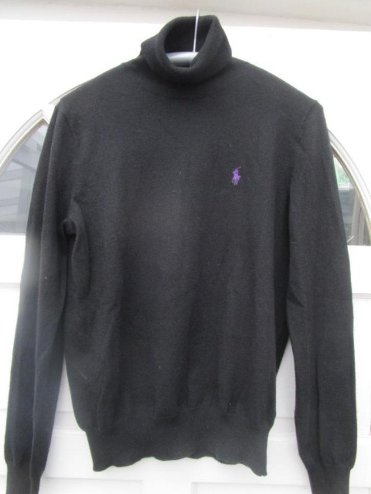 Diepzwarte Ralph Lauren trui maat S/M, 100% Merino wol, Kleding | Heren, Truien en Vesten, Zo goed als nieuw, Maat 48/50 (M), Zwart