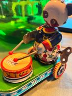 Vintage blikken speelgoed panda met drum, Ophalen of Verzenden