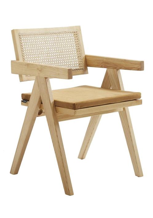 OHNO Furniture Houston - Houten Kantoorstoel - Naturel, Huis en Inrichting, Stoelen, Nieuw, Eén, Hout, Riet of Rotan, Stof, Overige kleuren