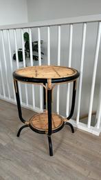 Rotan bijzettafel zwart Riverdale, Huis en Inrichting, Tafels | Bijzettafels, Minder dan 55 cm, Rond, Zo goed als nieuw, Hout