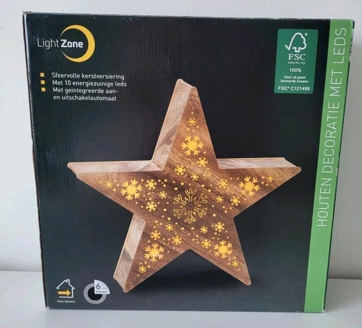 Houten (kerst) ster met verlichting, Diversen, Kerst, Zo goed als nieuw, Ophalen of Verzenden