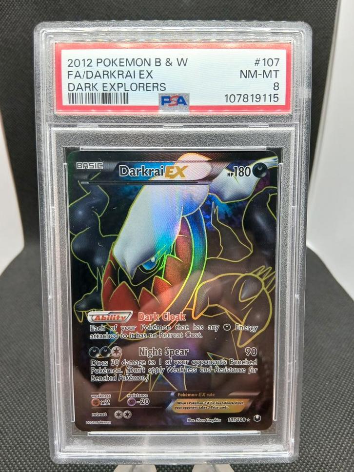 Darkrai EX FA 107/108 - Dark Explorers - PSA 8, Hobby en Vrije tijd, Verzamelkaartspellen | Pokémon, Zo goed als nieuw, Losse kaart