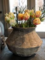 PRACHTIGE oude Indiase rieten mand/vaas mooi met bv. tulpen, Huis en Inrichting, Rond, Nieuw, Ophalen of Verzenden, Nvt