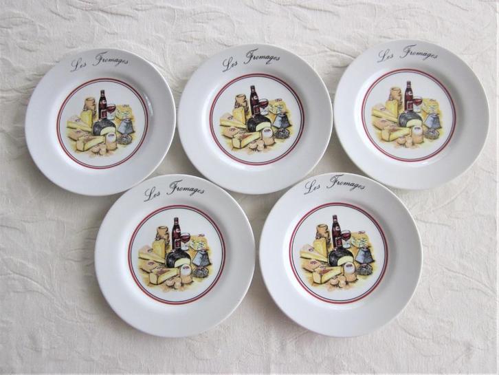 Sandra Rich Les Fromages 5 kaasborden D21cm H1,5cm, Huis en Inrichting, Keuken | Servies, Zo goed als nieuw, Bord(en), Effen, Porselein
