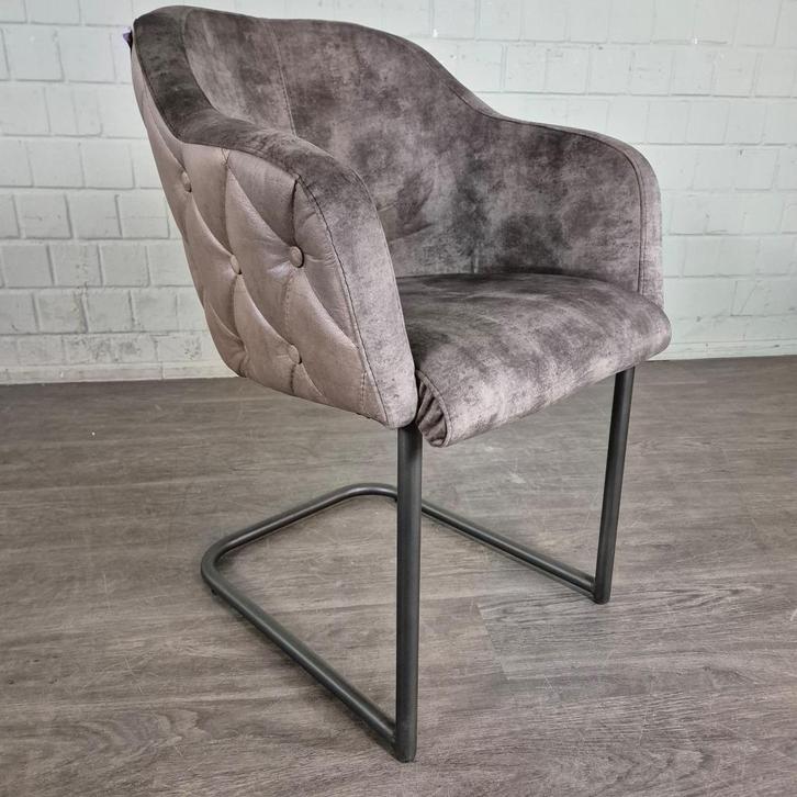 25945 Eetkamerstoel Stof Taupe, Huis en Inrichting, Stoelen, Nieuw, Eén, Leer, Metaal, Stof, Overige kleuren, Ophalen of Verzenden