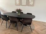 Prachtige eiken eettafel Deens ovaal zwart, 100 tot 150 cm, -, -, Eikenhout