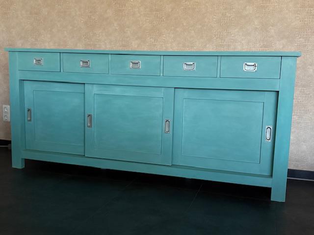 Dressoir - Groen, Huis en Inrichting, Kasten | Dressoirs, Zo goed als nieuw, 150 tot 200 cm, 25 tot 50 cm, Met deur(en), Overige houtsoorten
