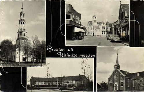 Groeten uit Uithuizermeeden - 4 afb. o.a. kerken - gelopen, Verzamelen, Ansichtkaarten | Nederland, Gelopen, Utrecht, 1960 tot 1980