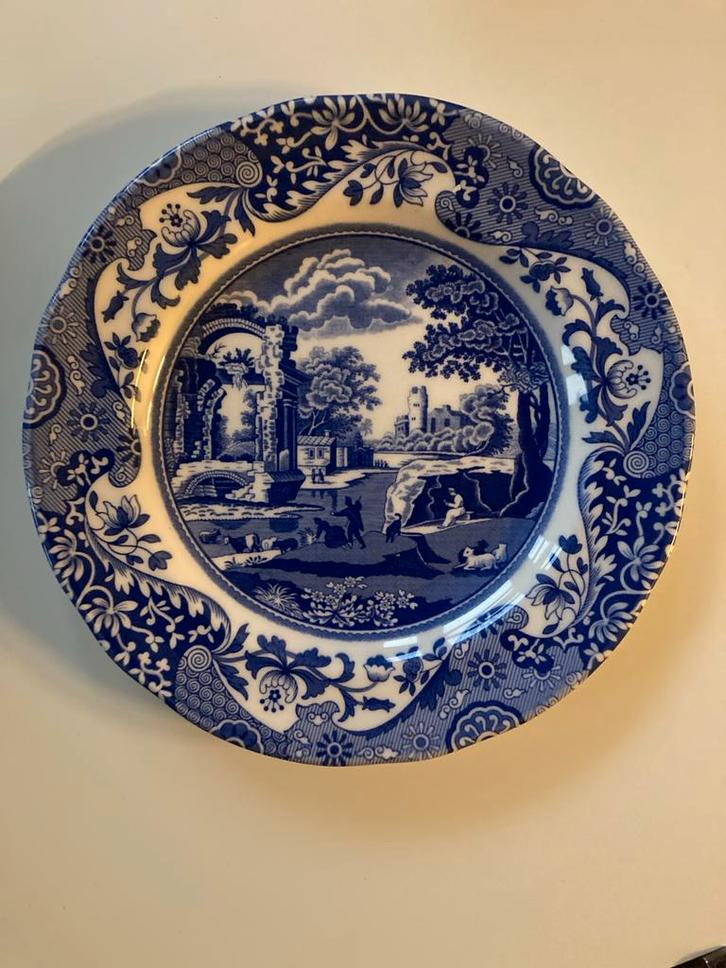 Spode Italian blue ontbijtbord, Huis en Inrichting, Keuken | Servies, Zo goed als nieuw, Bord(en), Overige stijlen, Porselein