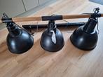 Industriële hanglamp met 3 lampen, Huis en Inrichting, Lampen | Hanglampen, Ophalen, Gebruikt, 75 cm of meer, Metaal