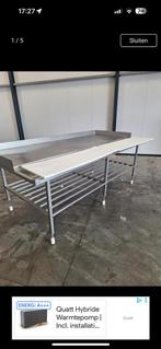 RVS Werktafel met Kunststof Snijplanken, Ophalen of Verzenden, Gebruikt, RVS Meubilair