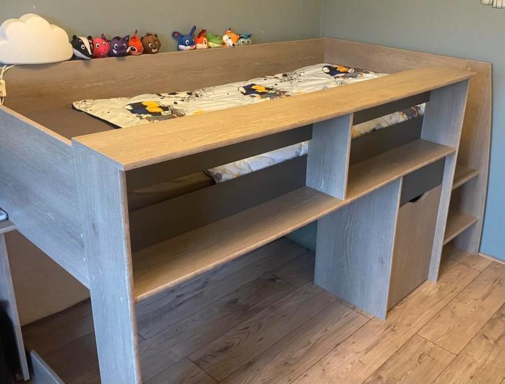 Bed halfhoogslaper Tempo, Kinderen en Baby's, Kinderkamer | Bedden, Gebruikt, 180 cm of meer, 85 tot 100 cm, Hoogslaper of Stapelbed