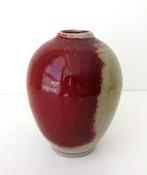 Keramiek vaas rood sang de boeuf en beige Alex vd Wal 3824-k, Ophalen of Verzenden