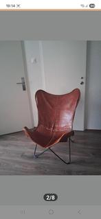 Vlinderstoel Leer Fauteuil, Huis en Inrichting, Fauteuils, Ophalen, Gebruikt, Leer