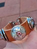 Vintage 90's brutalist leather armband, Sieraden, Tassen en Uiterlijk, Ophalen of Verzenden, Zo goed als nieuw, Leer