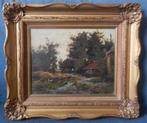 Olieverf Landschap met boerderij H.J Duiverman hxb 22,5x28,7, Ophalen of Verzenden
