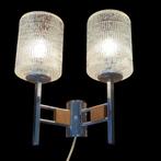 Vintage wandlamp Duitsland 50S chroom/hout/glas, 50S 60S vintage design, Huysmans, Ophalen of Verzenden, Zo goed als nieuw