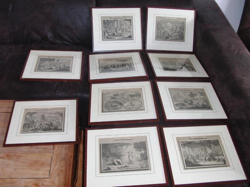10 Ingelijste Etsen – De Tien Plagen van Egypte, Antiek en Kunst, Kunst | Etsen en Gravures, Ophalen of Verzenden