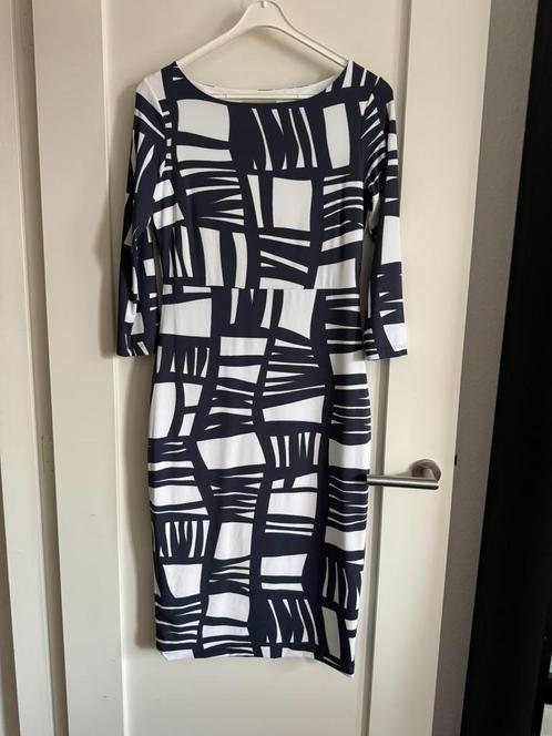 Elise Gug jurk – Made in Italy – navy/wit grafisch patroon –, Kleding | Dames, Jurken, Zo goed als nieuw, Maat 38/40 (M), Wit