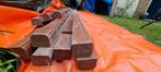 (Plafond)balken van massief hardhout met profiel rand, 7x8cm, Doe-het-zelf en Verbouw, Hout en Planken, Ophalen, Gebruikt, Balk