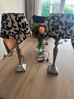 Twee tafellampen op zilveren voet, Huis en Inrichting, Ophalen of Verzenden, Zo goed als nieuw, Metaal, Minder dan 50 cm