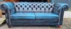 Chesterfield Wade bank blauw leer + GRATIS BEZORGING, Huis en Inrichting, Gebruikt, Chesterfield, Leer, Ophalen of Verzenden