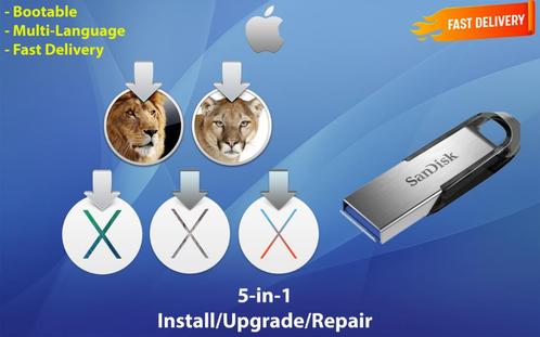 OSX / OS X / macOS 5in1 USB-Stick USB3.2 64GB 10.7.5-10.11.6, Computers en Software, Besturingssoftware, Nieuw, MacOS, Ophalen of Verzenden
