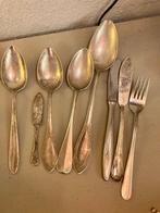 Antiek verzilverd lepels messen vork botermes bestek gemerkt, Antiek en Kunst, Ophalen of Verzenden