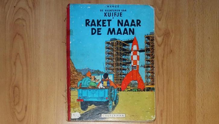 Kuifje, raket naar de maan, hardcover copyright 1953., Boeken, Stripboeken, Gelezen, Eén stripboek, Ophalen of Verzenden