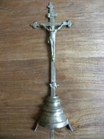 Antiek gedecoreerd bronzen altaar Kruis Crucifix, Ophalen of Verzenden