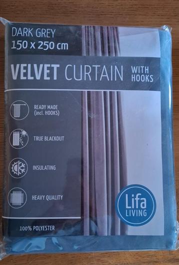 Lifa living dark grey fluwelen gordijn nieuw in verpakking   beschikbaar voor biedingen
