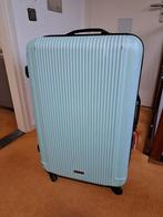Extra grote koffer lichtblauw European Travel Design, Hard kunststof, 45 tot 55 cm, Slot, Zo goed als nieuw