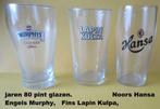 set jaren 80 bierglazen, Murphy, Hansa, Lapin Kulta, Ophalen of Verzenden, Zo goed als nieuw, Glas of Glazen, Overige merken