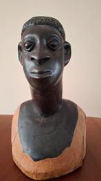 Afrikaanse buste van man houtsnijwerk, Ophalen of Verzenden