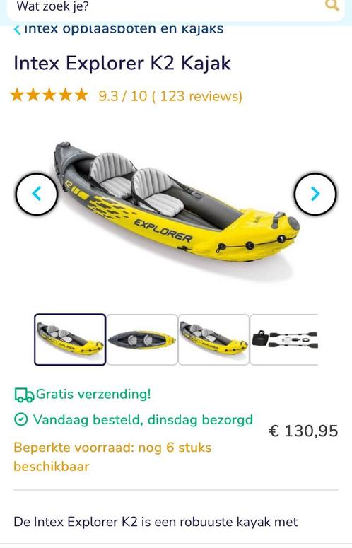 Intex k2 nieuwe kayak met peddels, Watersport en Boten, Kano's, Zo goed als nieuw, Kajak, Twee personen, Met peddels, Ophalen of Verzenden