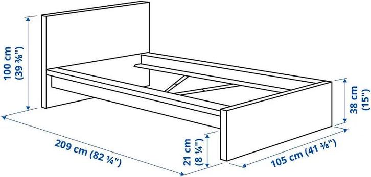 IKEA MALM bedframe Zonder matras., Huis en Inrichting, Slaapkamer | Stapelbedden en Hoogslapers, Zo goed als nieuw, Hoogslaper