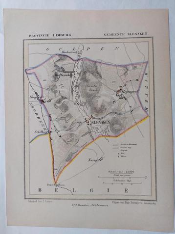 50 / Gemeente Slenaken Limburg Litho uit 1866 door J. Kuyper beschikbaar voor biedingen