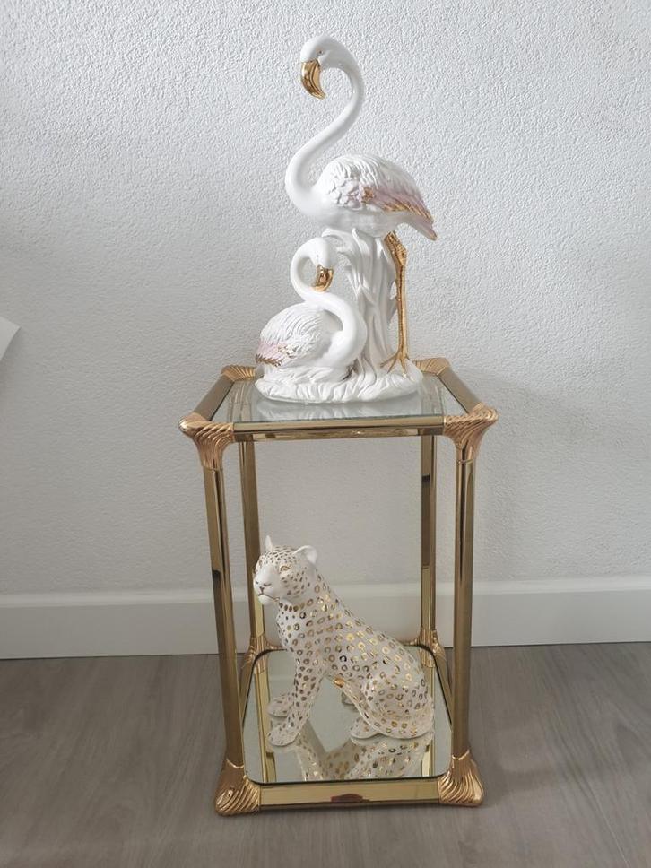 Keramiek Flamingo Beeld met Gouden Accenten, Antiek en Kunst, Antiek | Keramiek en Aardewerk, Ophalen of Verzenden