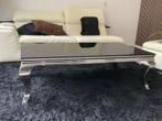 Salontafel hoogglans zwart/rvs, Ophalen, Minder dan 50 cm, Rechthoekig, Glas