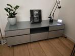 Spectral Moderne glazen TV meubel met soft close lades, Huis en Inrichting, 100 tot 150 cm, Ophalen of Verzenden, Zo goed als nieuw