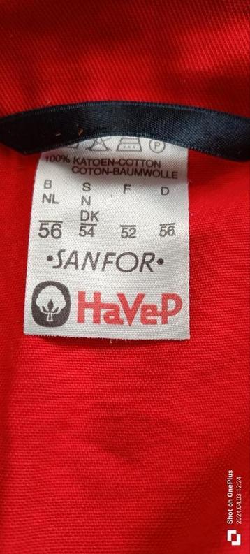 Sanfor Havep Overall maat 56 werkoverall Rood