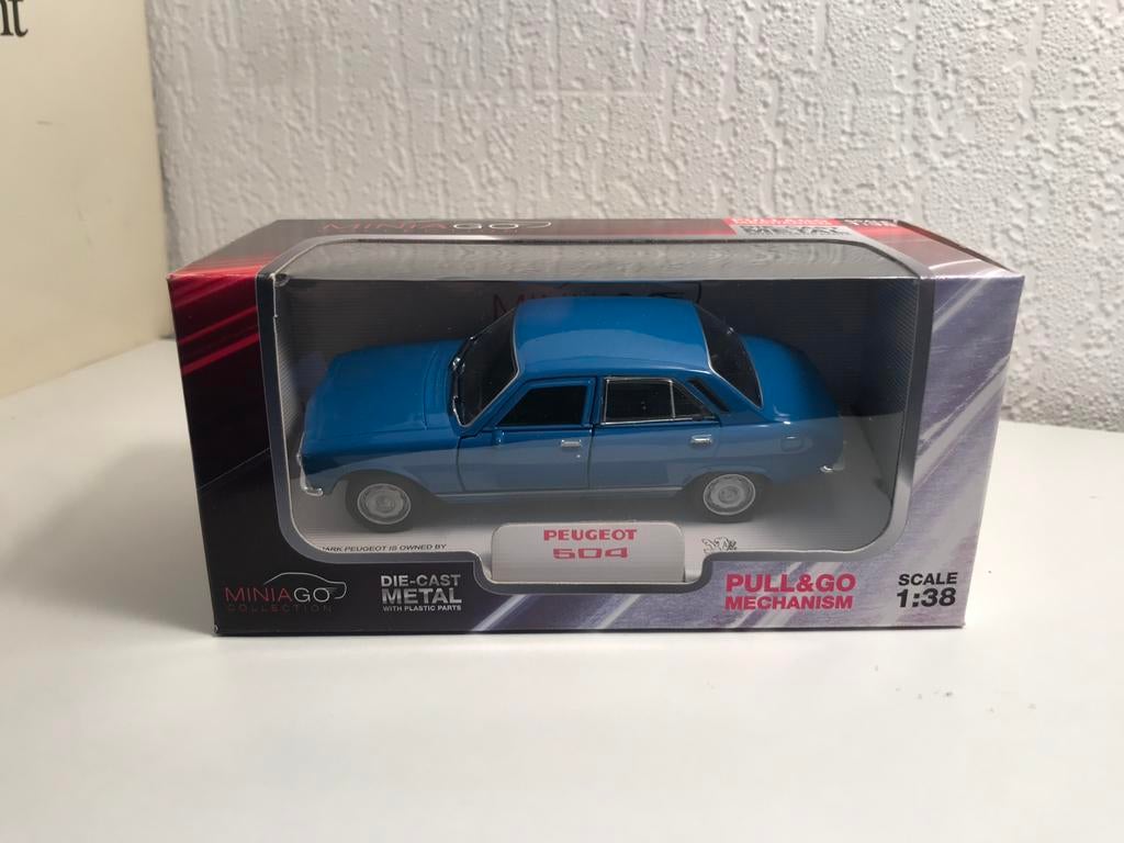 Welly 1:38 Peugeot 504 sedan blauw 1975, Ophalen of Verzenden, Nieuw, Auto