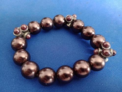Vintage Franse Parel armband (elastic), Sieraden, Tassen en Uiterlijk, Armbanden, Zo goed als nieuw, Overige materialen, Paars