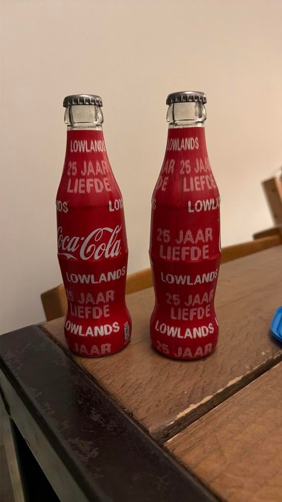 Coca Cola flesjes ongeopend LowLands 25 jaar., Ophalen of Verzenden, Nieuw
