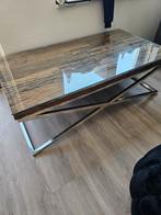 Mooie salontafel met glasplaat, Ophalen, 100 tot 150 cm, 50 tot 100 cm, Zo goed als nieuw