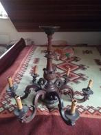 GROTE ANTIEKE NOTENHOUTEN KROONLAMP 6-ARMIG, Antiek en Kunst, Antiek | Lampen, Ophalen