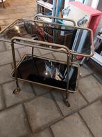 Vintage theewagen met zwarte glasplaten, Ophalen, Gebruikt, Zwart, Vintage